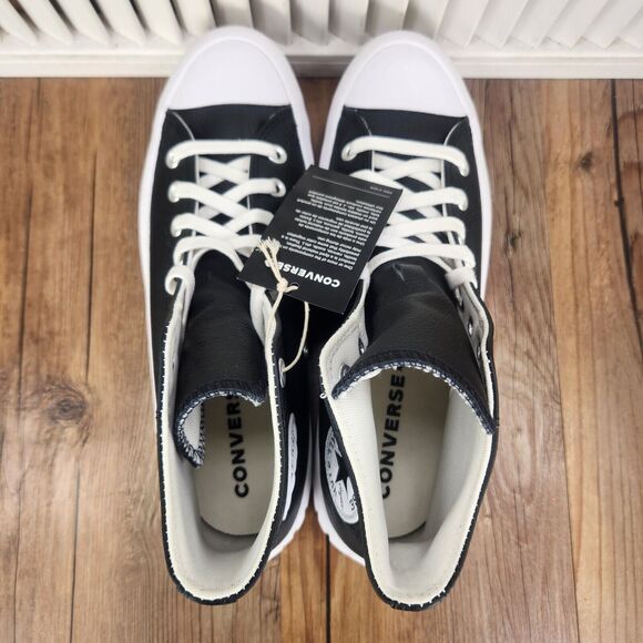 Converse CTAS Lugged 2.0 Hi Mens Sz 9 Black White Leather Chunky Sneakers Shoes - Picture 7 of 11